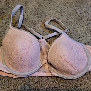 Victoria's Secret Body by Victoria Lined Racerback Demi 34B Baby Pink Lace Bra